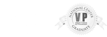 Graphic showing the Service Disabled Veteran Owned Small Business (SDVOSB) seal next to the National Center Graduate seal from the Veteran Institute for Procurement.