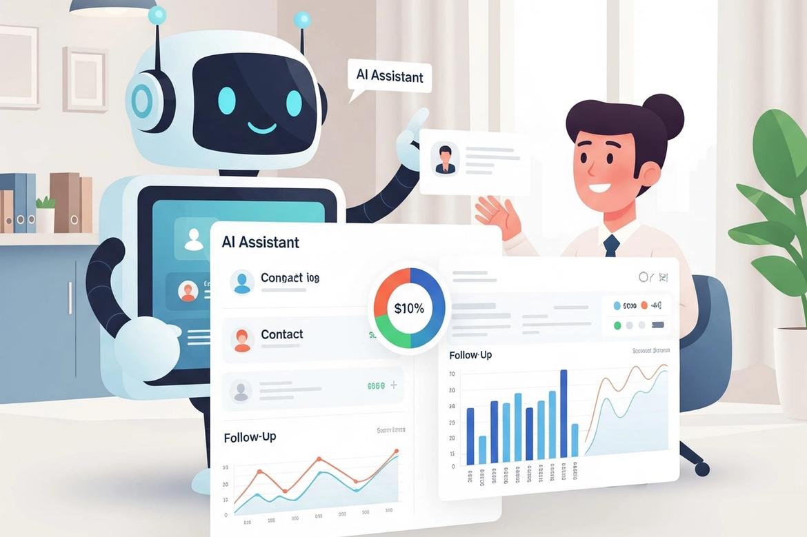 AI Assistant managing leads for a small business owner, showing increased customer satisfaction and closed deals through automation.