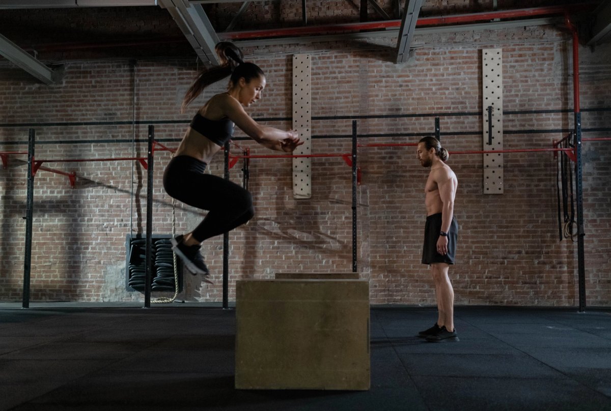 Woman performing a plyometric exercise