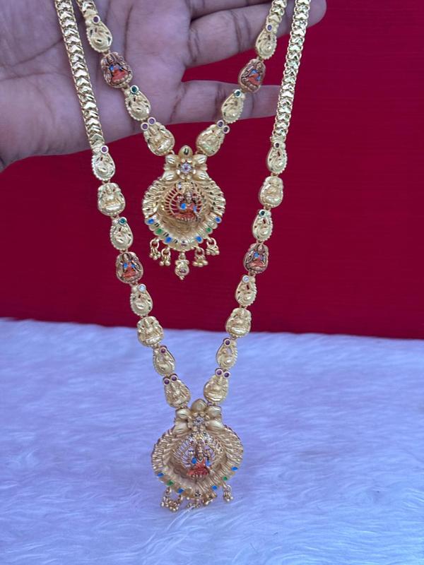 Lakshmi Temple Design Double Layer Haaram