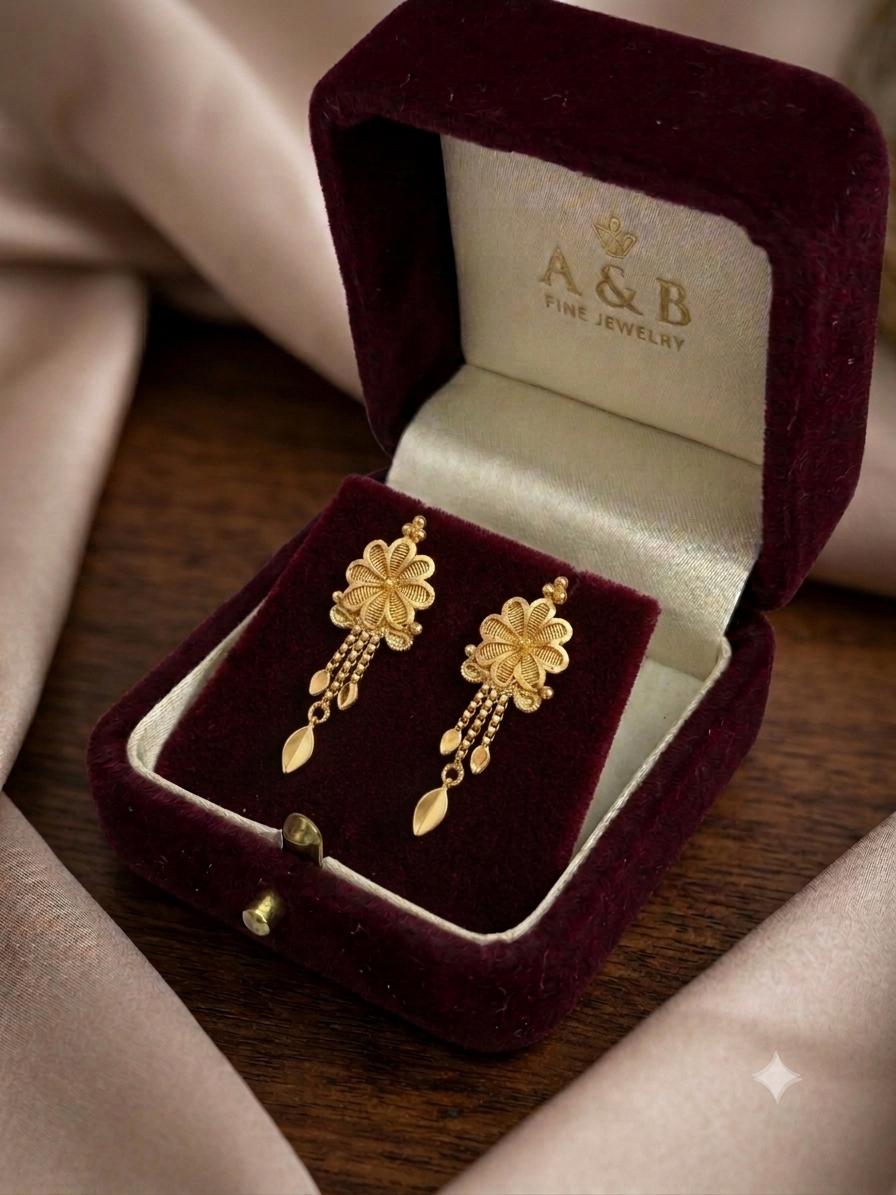 Gold-Plated Floral Drop Earrings
