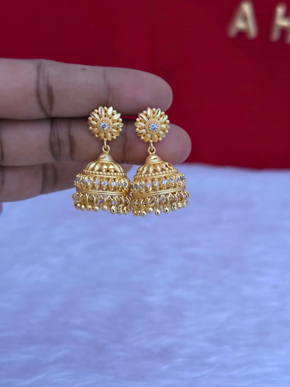 Sunflower CZ Jhumka Earrings