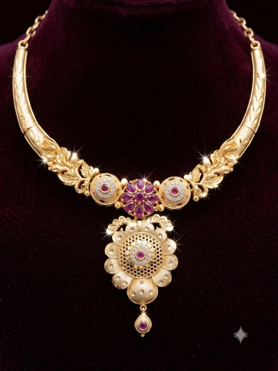 Gold-Plated Floral Pendant Necklace