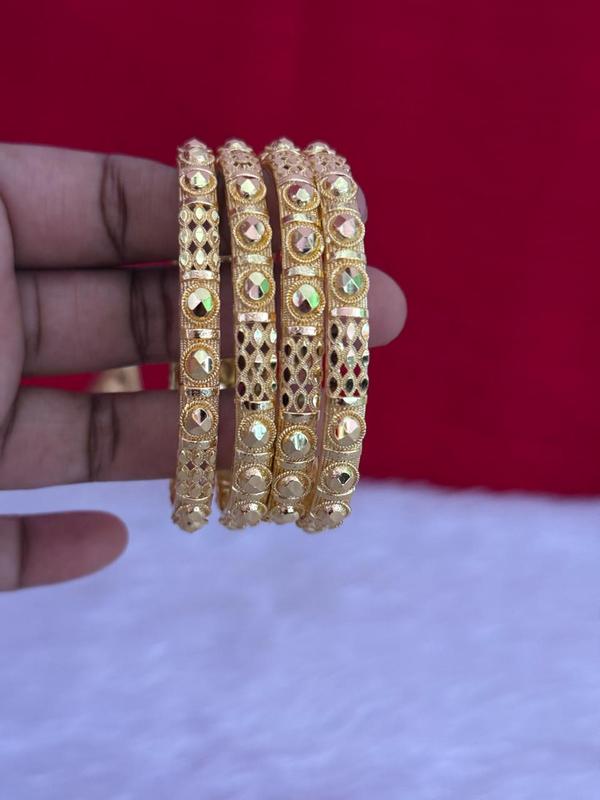 Elegant Textured Gold-Covering Bangles