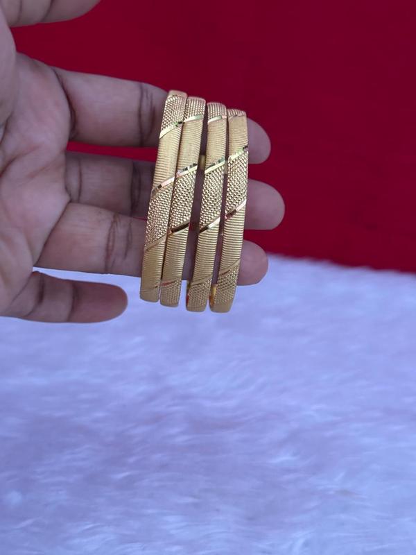 Classic Textured Gold-Covering Bangles