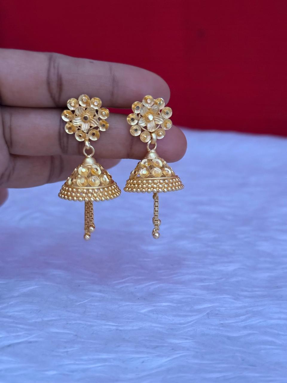Golden Blossom Jhumka Earrings