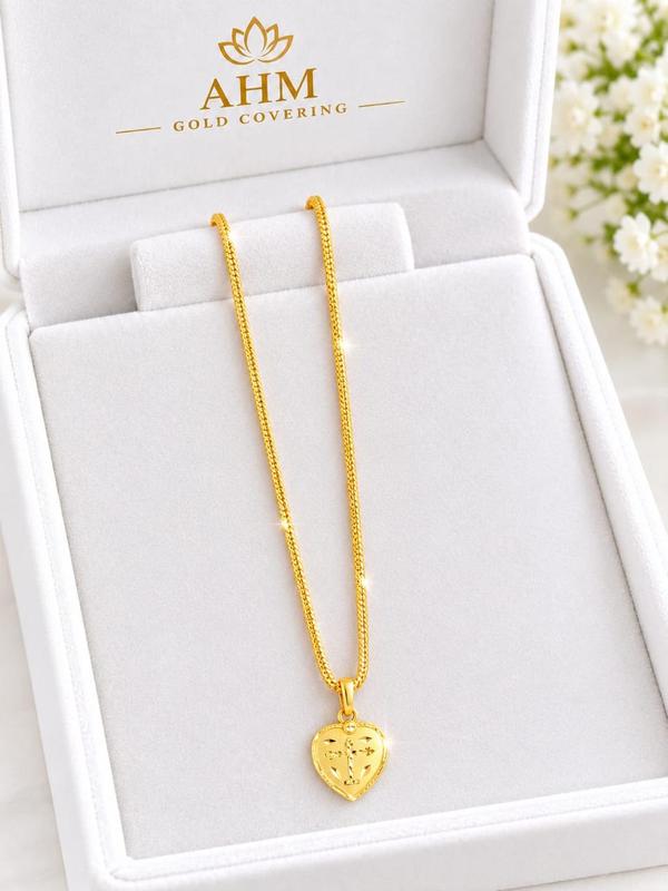 Cross Heart Design Gold-Covering Dollar Chain
