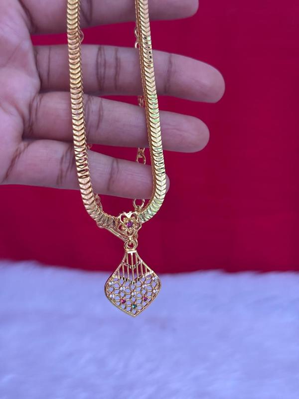 Elegant Gold Finish Pendant Necklace