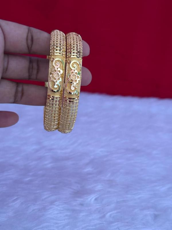 Floral embossed Gold-Covering Bangles