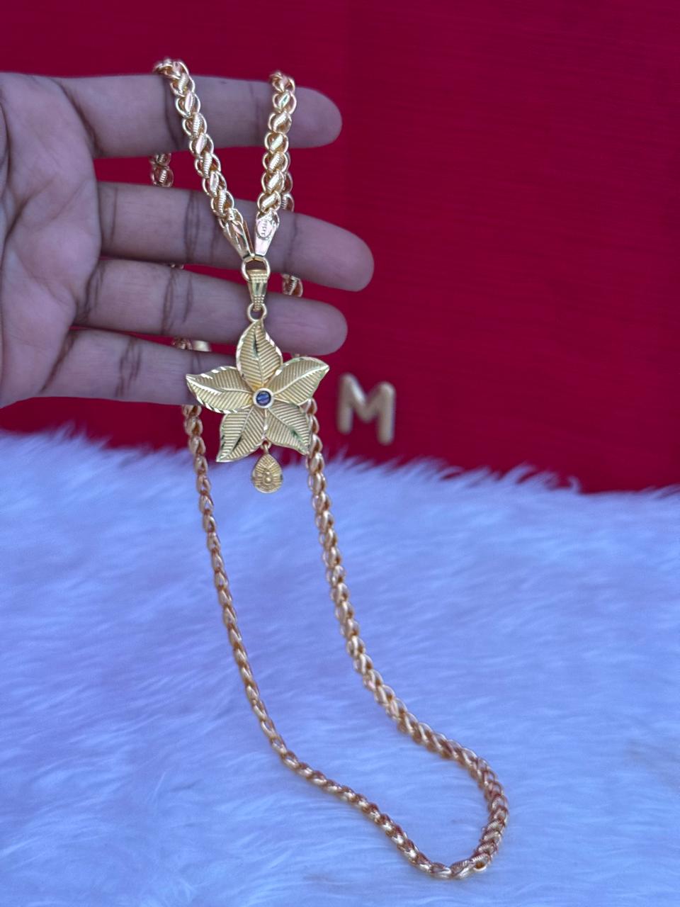 Floral Pendant Gold-Plated Chain