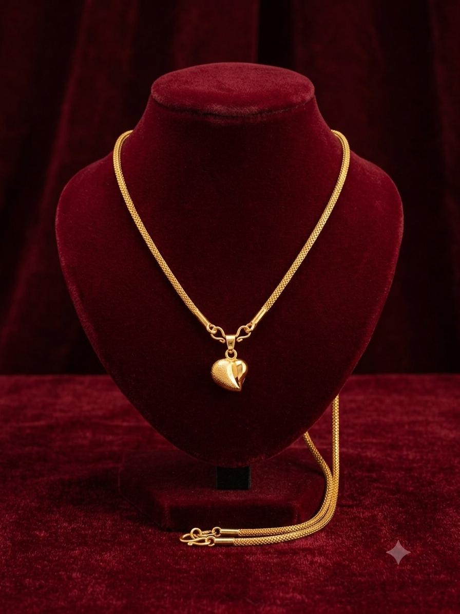 Gold-Plated Heart Pendant Dollar short Chain