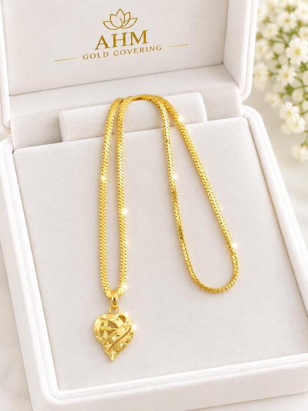 Elegant Heart Design Gold-Covering Dollar Chain