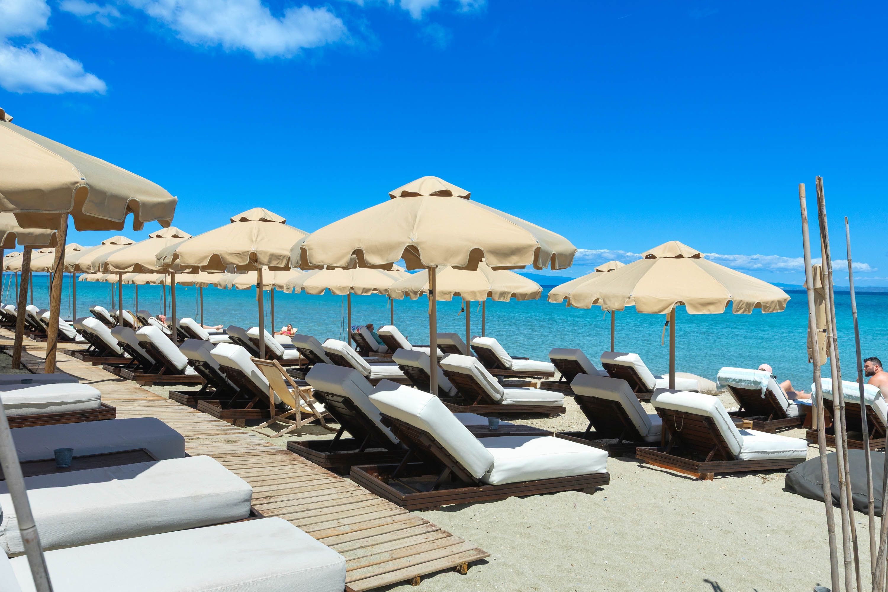 Sunbeds and umbrellas on the beach