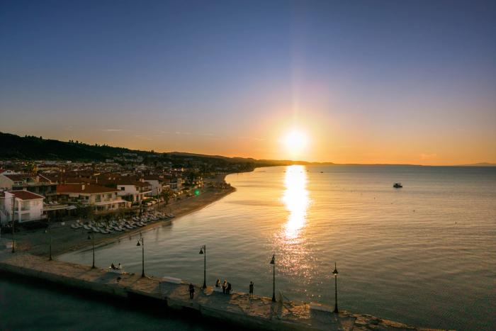 Pier at sunset on the Aegean