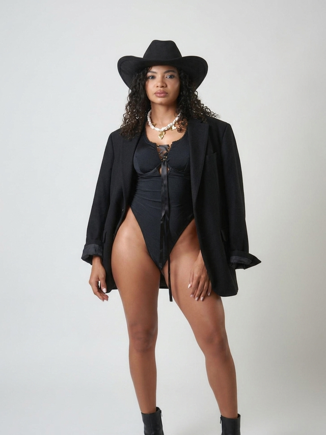 Modelo DEMAK luciendo Savage, colección Savage