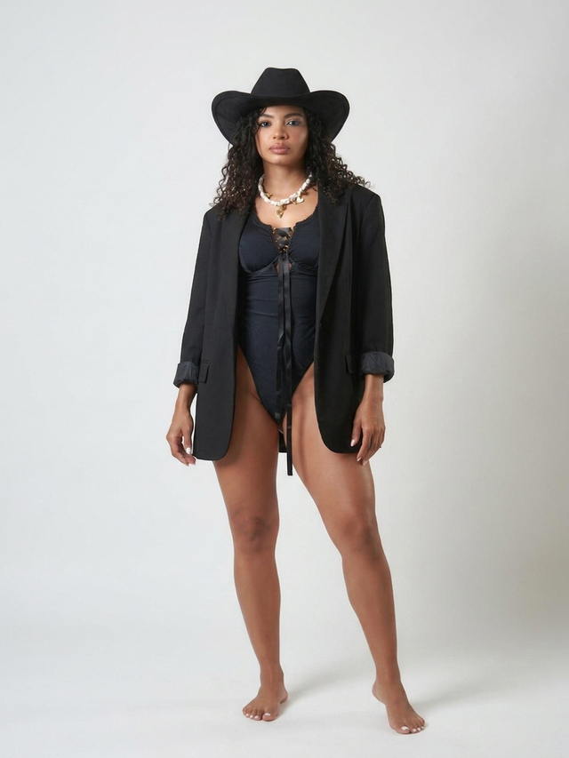 Modelo DEMAK luciendo Savage, colección Savage