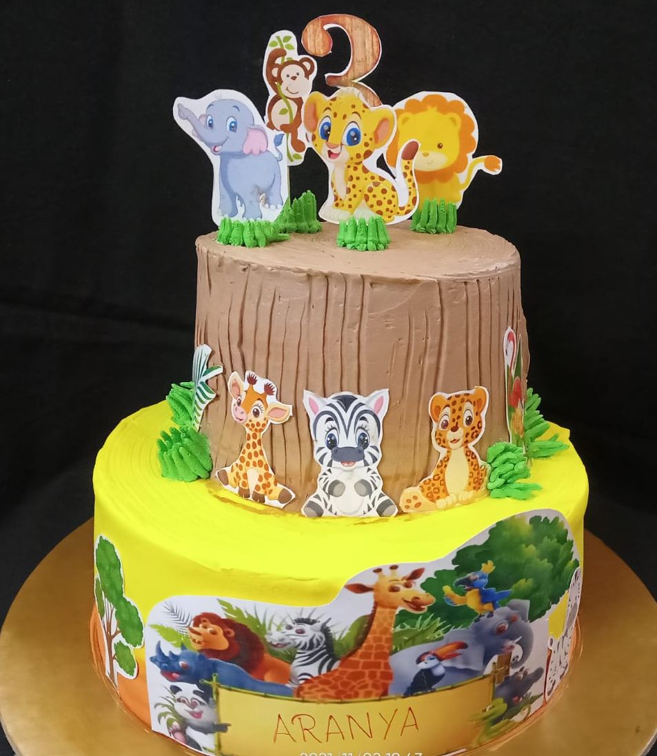 Jungle Theme Egg less Cake