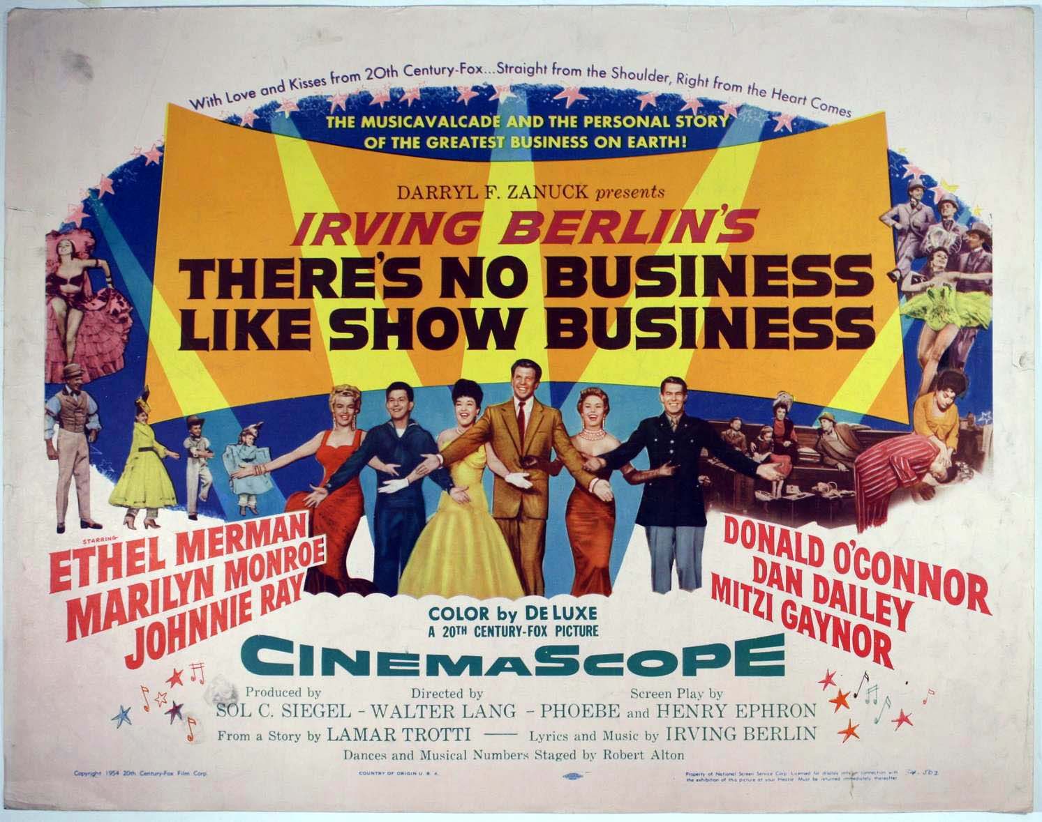 Vintage movie poster for There's No Business Like Show Business used in the Hiscox creative campaign.