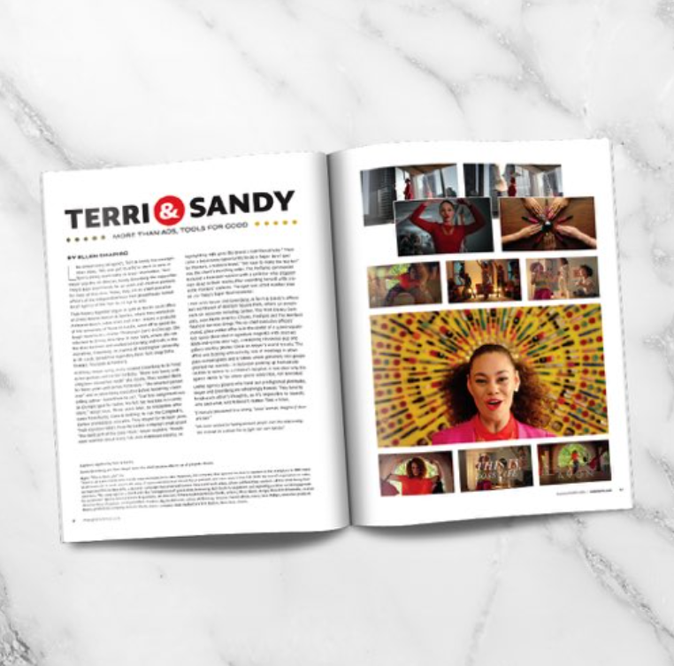 Magazine feature highlighting Terri & Sandy and their creative advertising work.