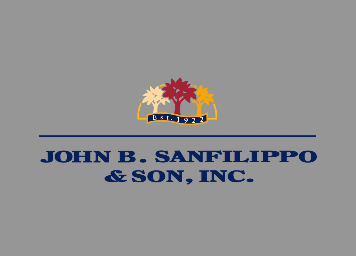 John B. Sanfilippo & Son, Inc. company logo featuring a multicolored tree emblem and Est. 1922 banner.