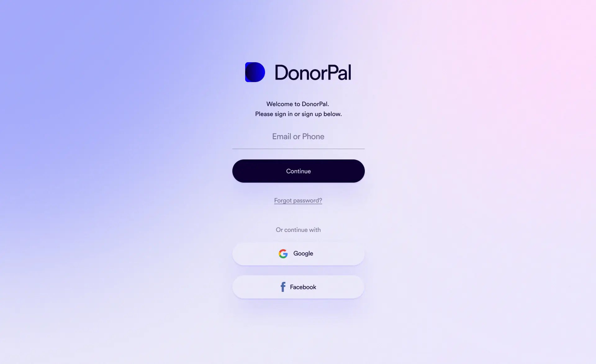 DonorPal Sign In / Up