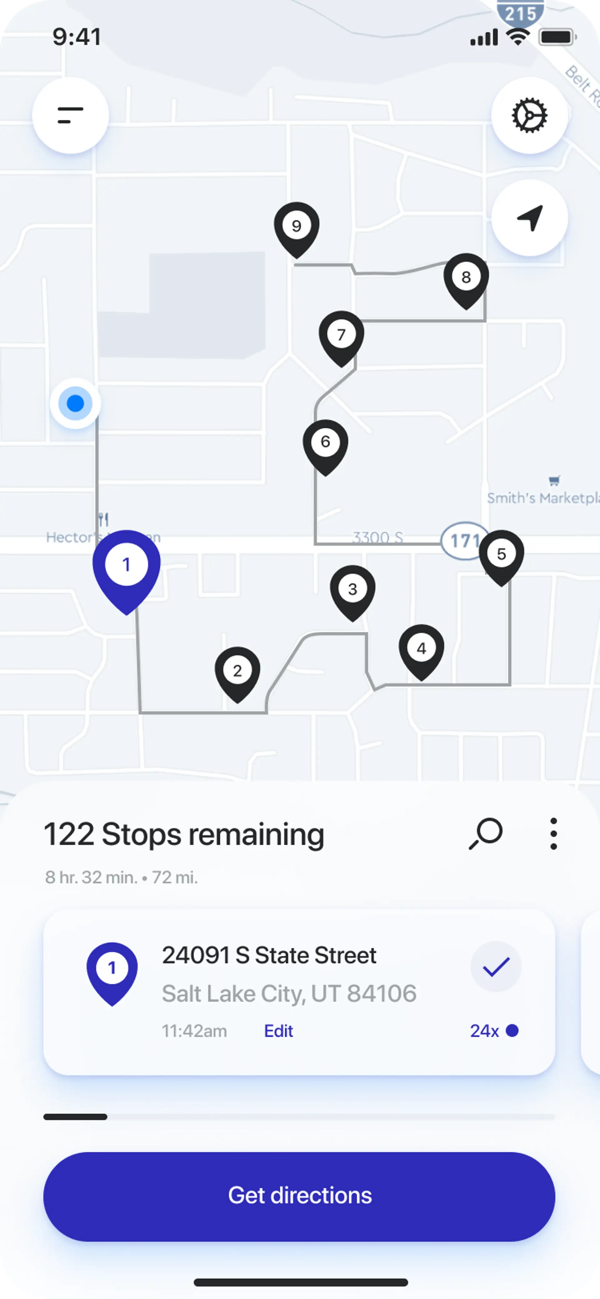 Straight Away Route Preview Screen
