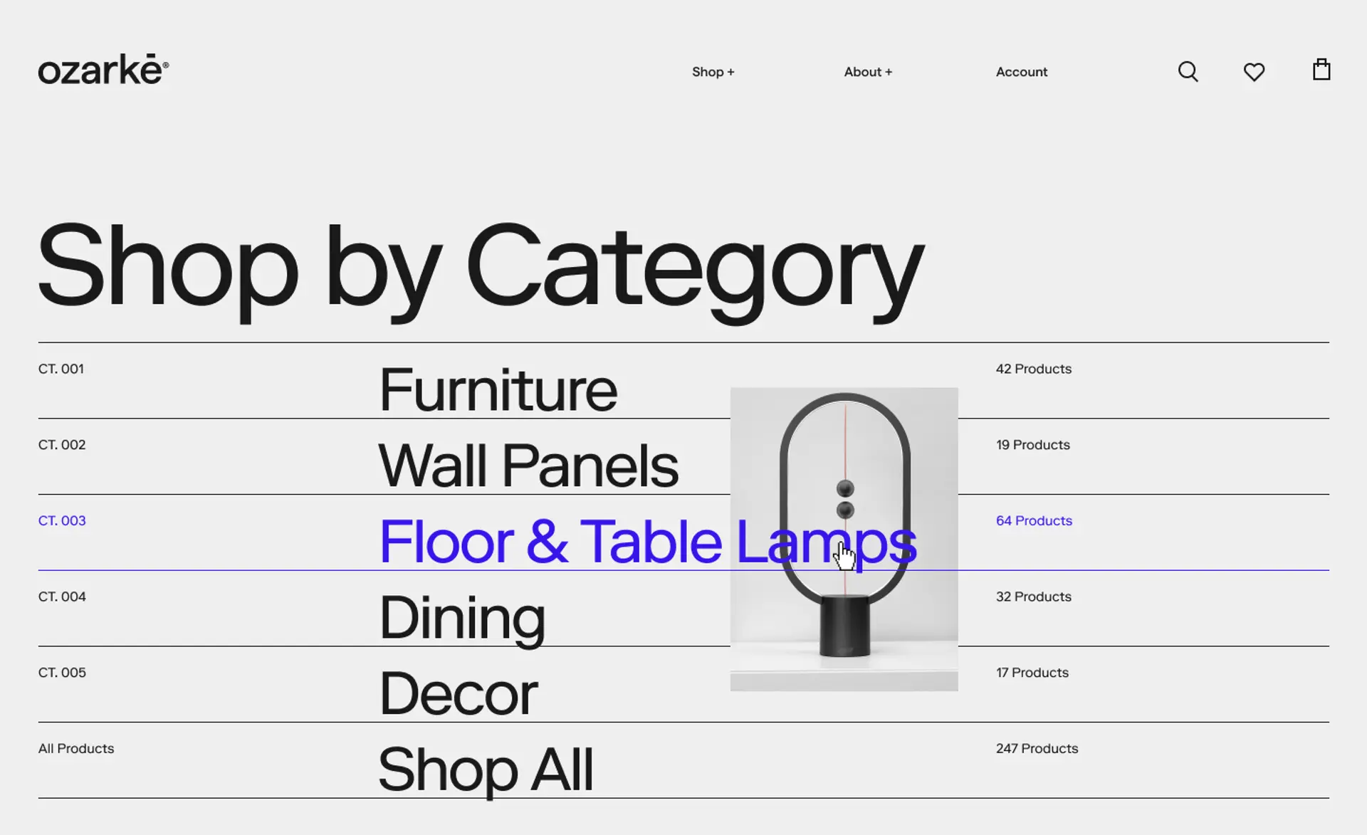 Ozarké Homepage Categories