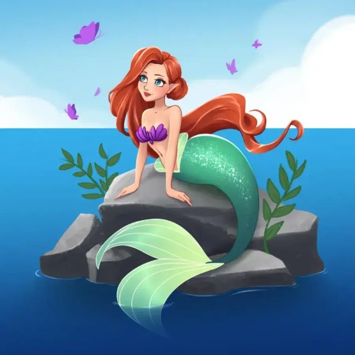 The Little Mermaid exploring the ocean under the sea cozy bedtime stories