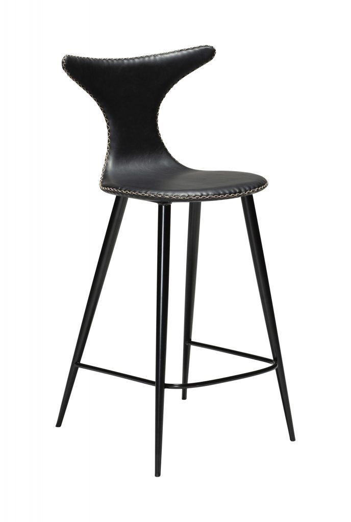 Barová židle nízká DOLPHIN Vintage black art. leather with round black legs