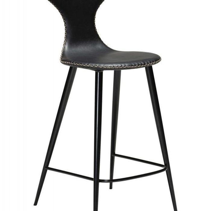 Barová židle nízká DOLPHIN Vintage black art. leather with round black legs