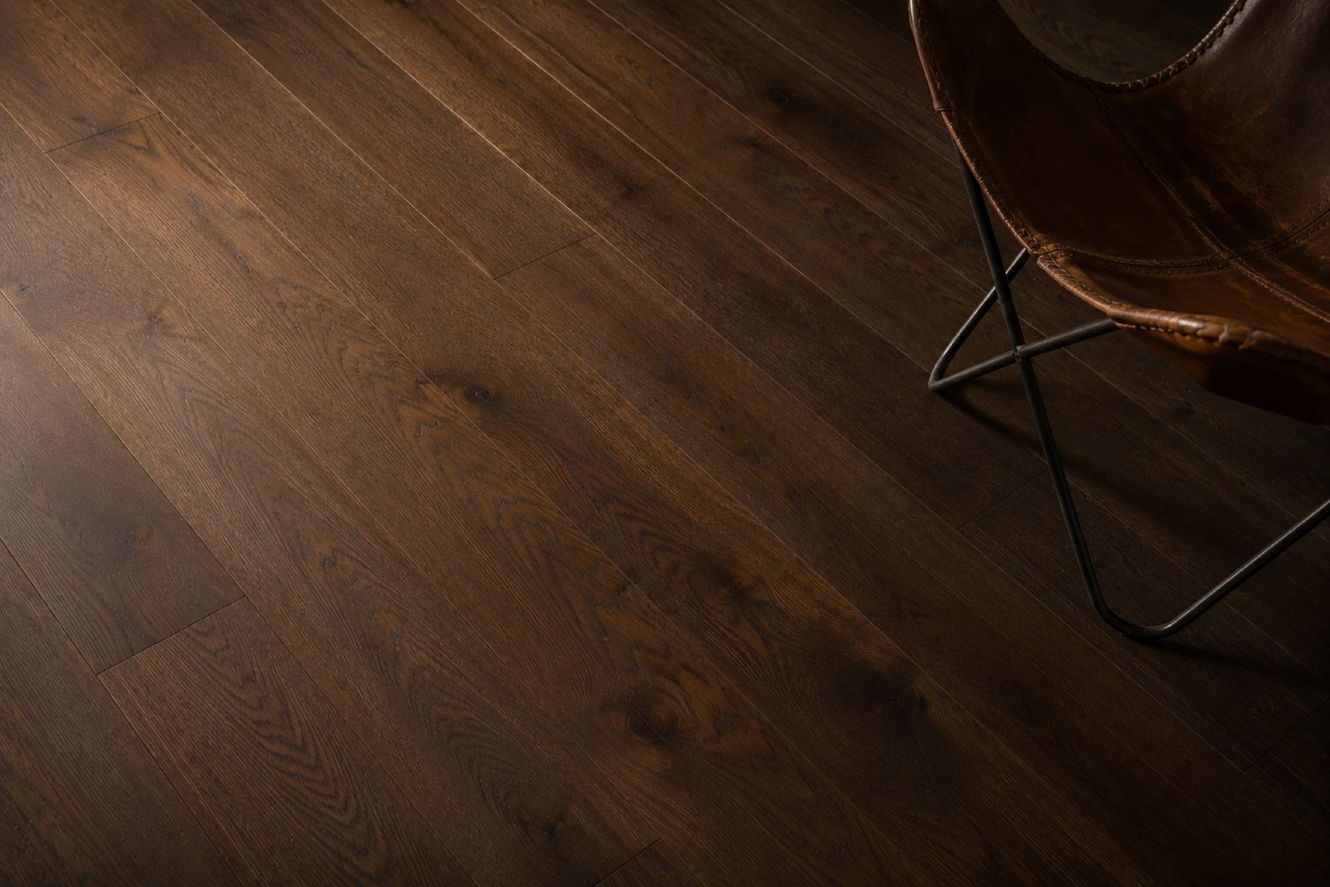Engineered smoked oak floor