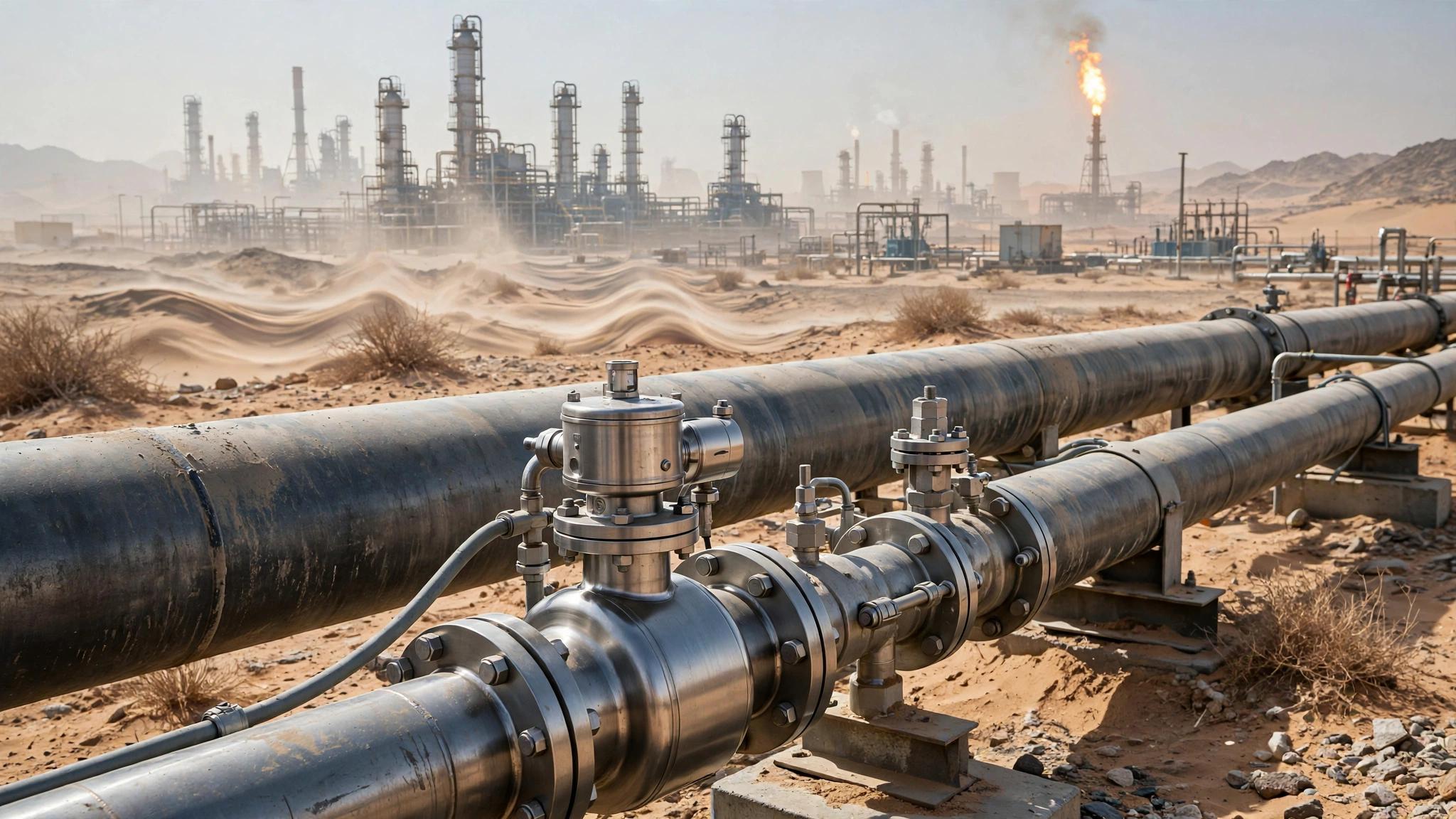 مقياس التدفق الكتلي كوريوليس مركب على خط أنابيب نفط وغاز في الشرق الأوسط