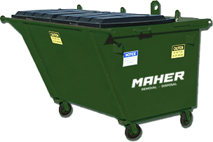 Maher Removal & Disposal offers 2-Yard Rear-Load Dumpsters for commercial trash pickup services.