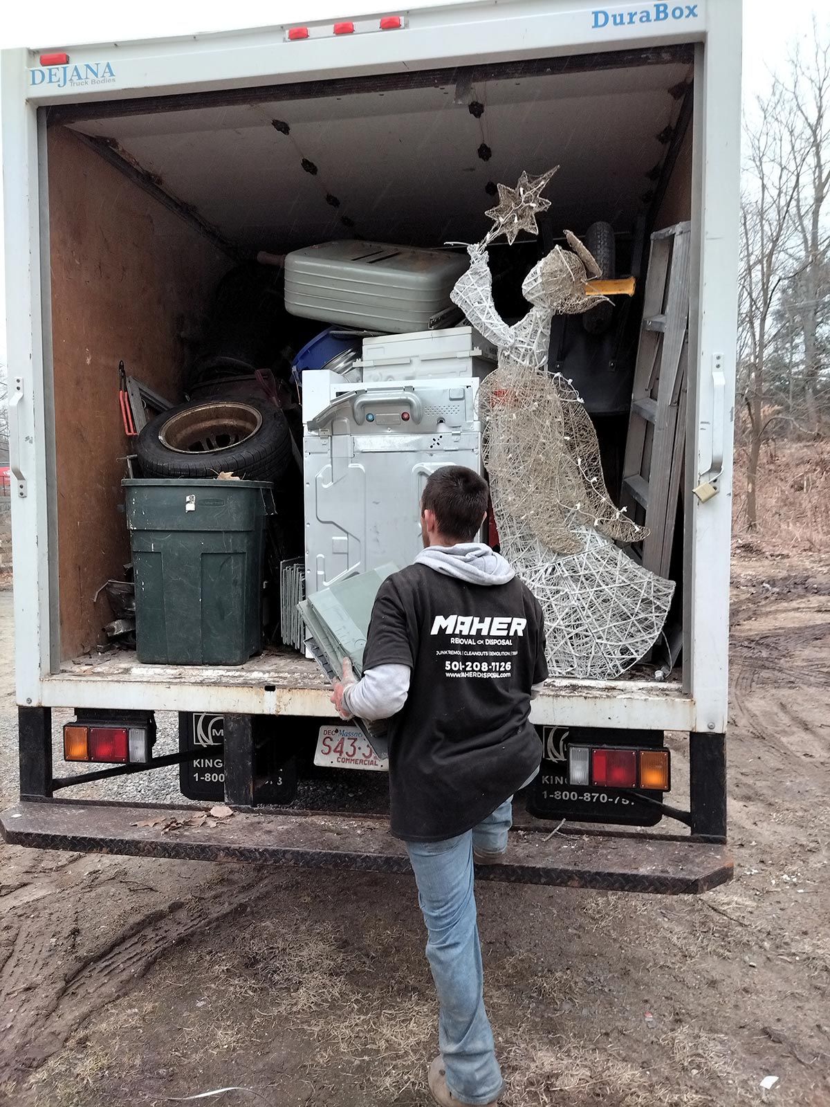 Maher Removal & Disposal has trucks for junk pickup and hauling by our team of professionals.