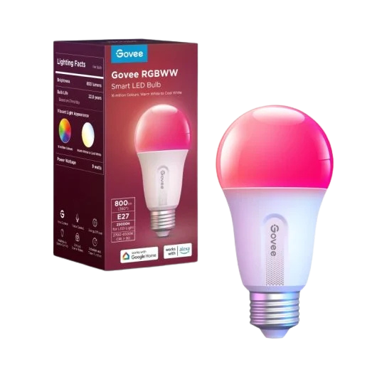 Bombilla inteligente Govee E27 RGBWW WiFi y Bluetooth compatible con Alexa y Google Assistant
