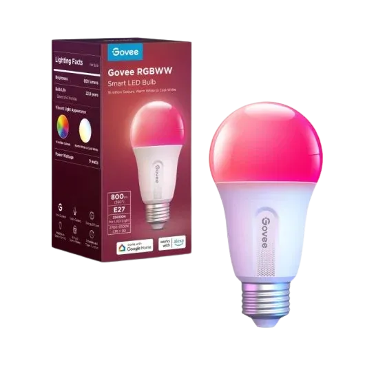 Bombilla inteligente Govee E27 RGBWW WiFi y Bluetooth compatible con Alexa y Google Assistant