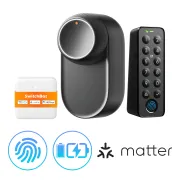 SwitchBot Lock Ultra Touch Combo con cerradura inteligente, Hub Mini Matter y teclado con huella