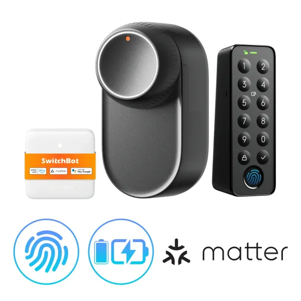 SwitchBot Lock Ultra Touch Combo con cerradura inteligente, Hub Mini Matter y teclado con huella
