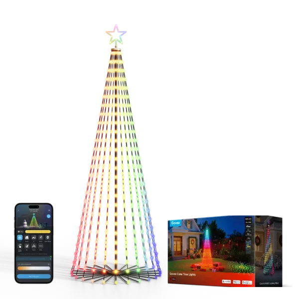 Govee Cone Tree Lights árbol de Navidad inteligente RGBIC con Matter, DreamView, WiFi y Bluetooth