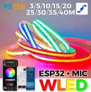Kit WETEN WLED RGBIC COB 24V con controlador ESP32, micrófono integrado y tira LED WS2811