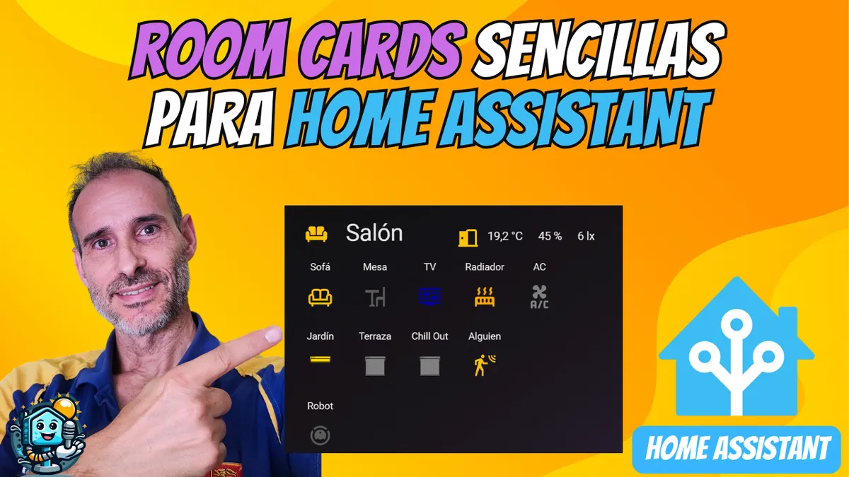 Dashboard de Home Assistant con Room Cards personalizadas para control por habitaciones