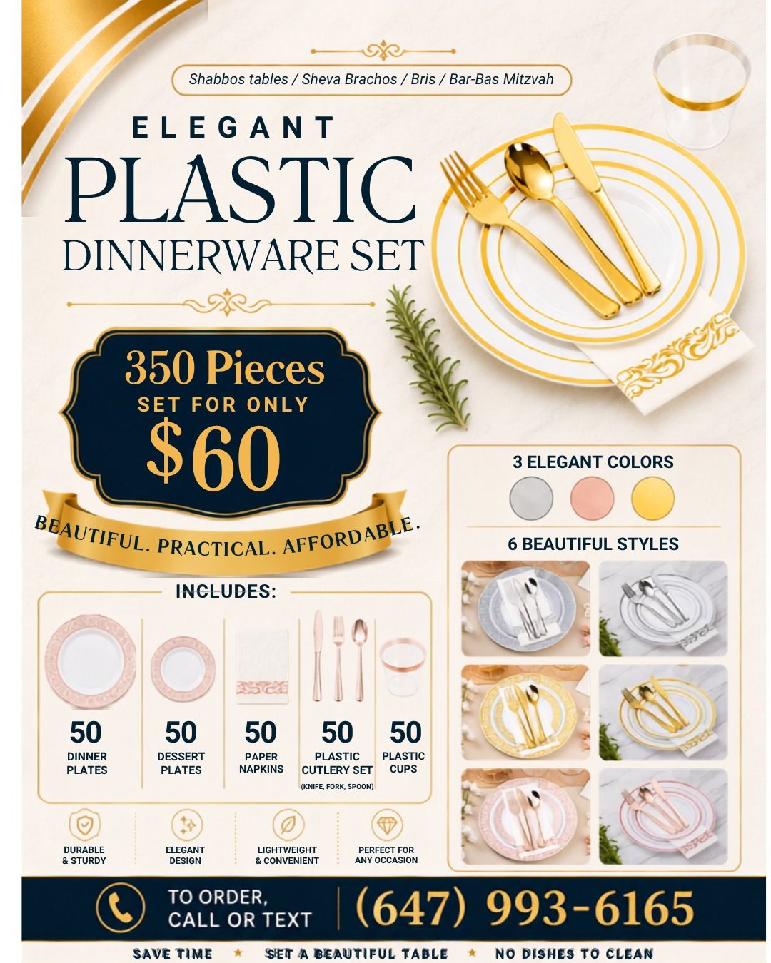 Elegant Plastic Dinnerware Set $60 for 350 peices!