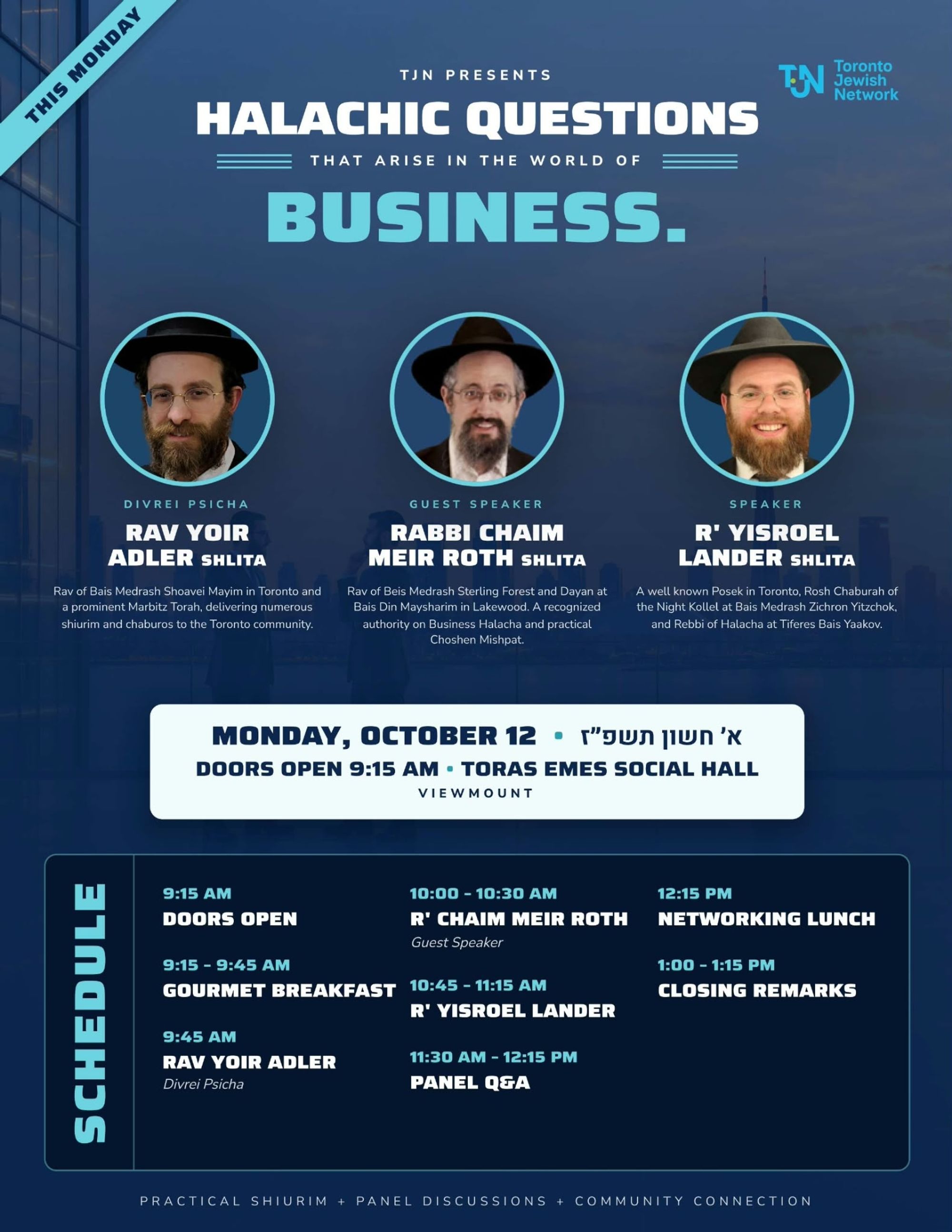 TJN x H3 Halacha in Business Event flyer