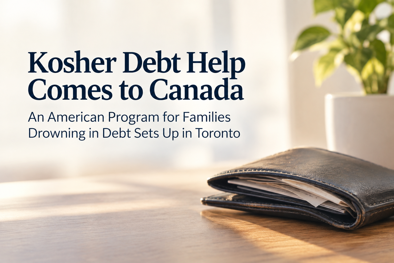 Kosher Debt Help Comes to Canada: An American Program for Families Drowning in Debt Sets Up in Toronto