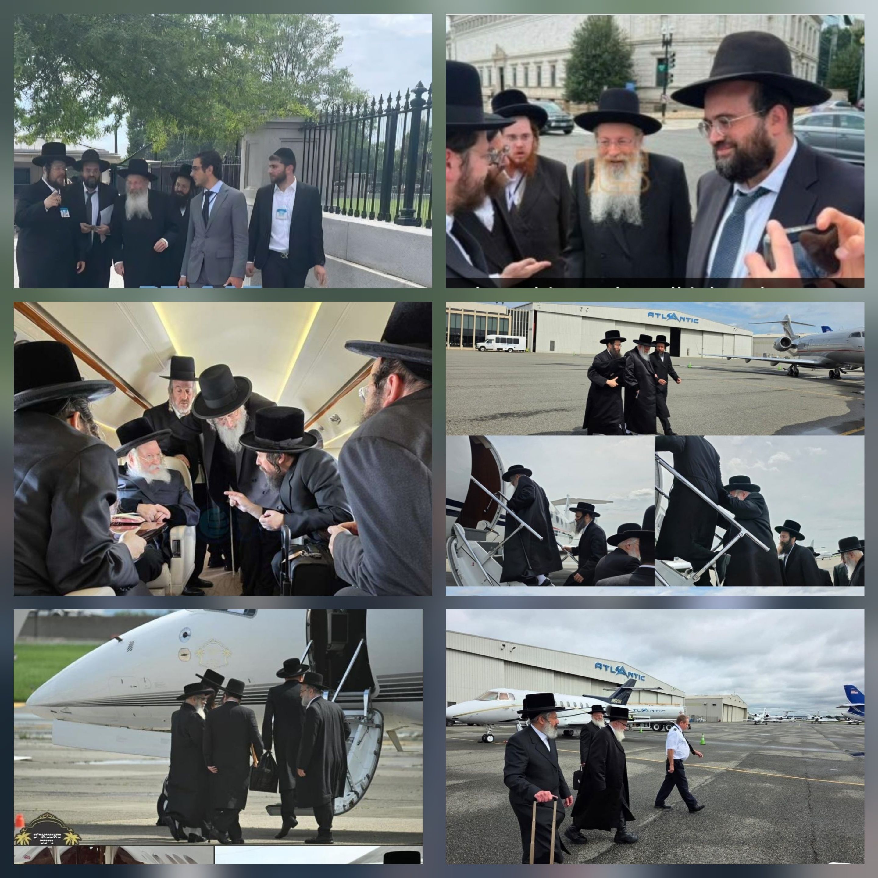 Photo collage of Chassidishe Rebbes and Rav Malkiel Kotler on their way to the White House