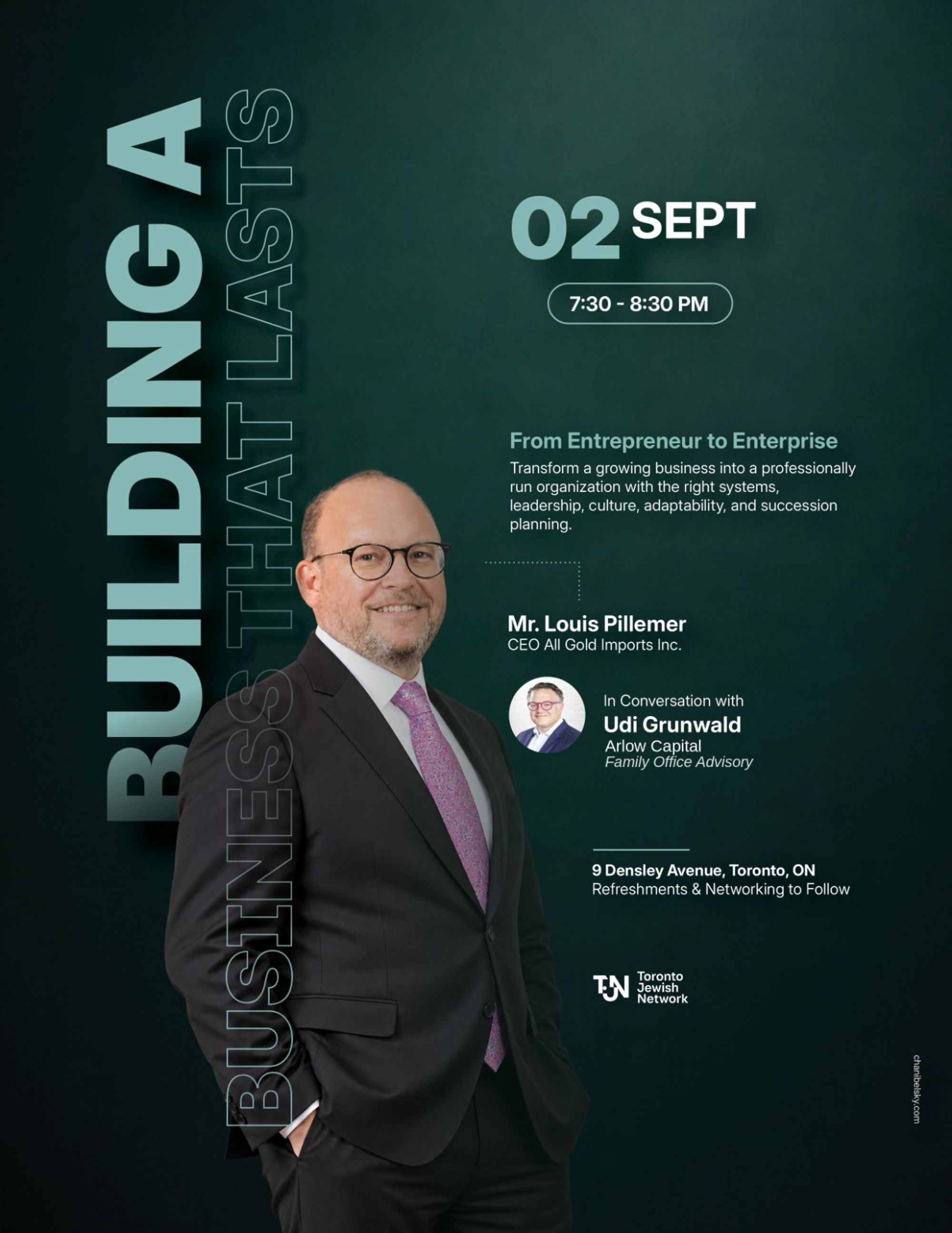 TJN Presents: Building a Business that Lasts flyer