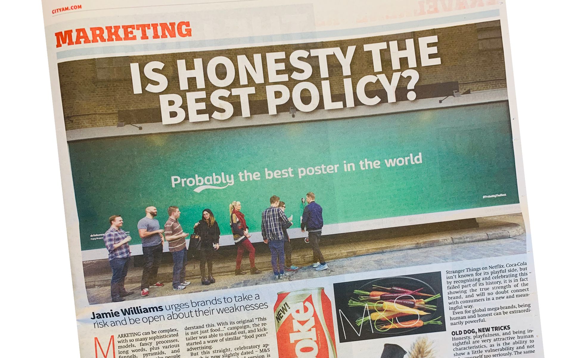 JAMIE ON HONESTY IN CITY AM