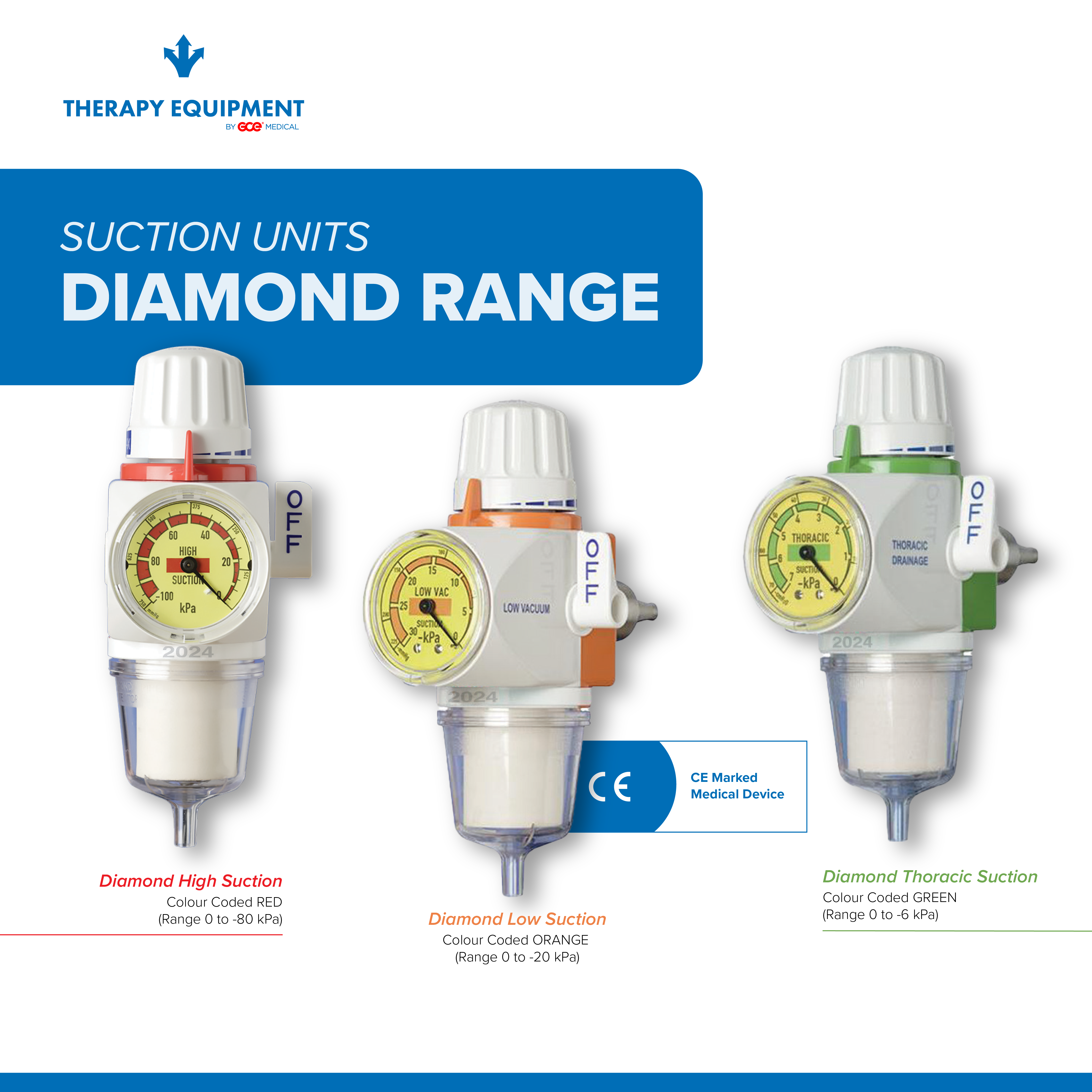 Therapy Equipment’s Diamond Range Suction Units Now CE Marked for