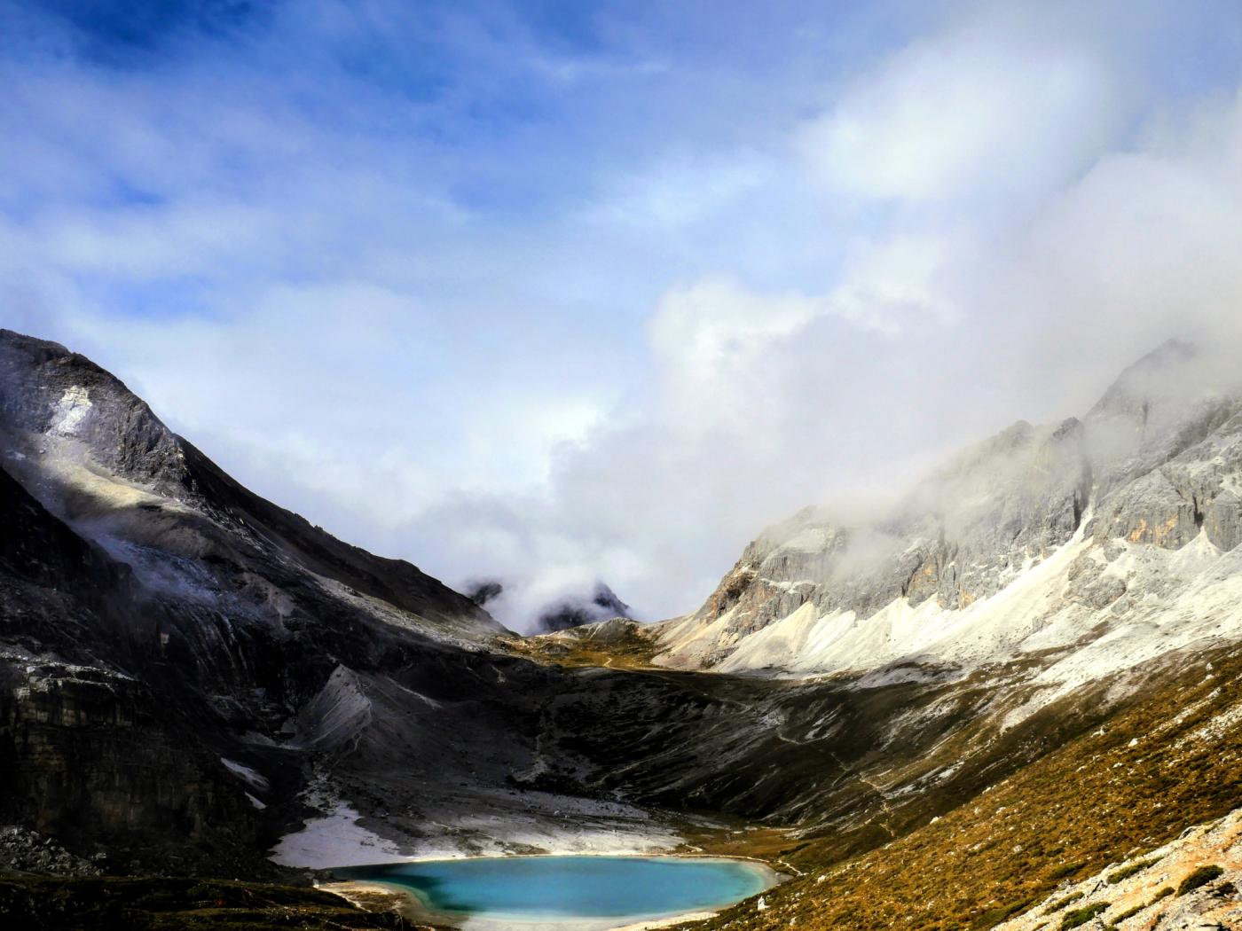 Milk Lake (Niunai Hai) below the snow peaks in Daocheng Yading Nature Reserve, Sichuan