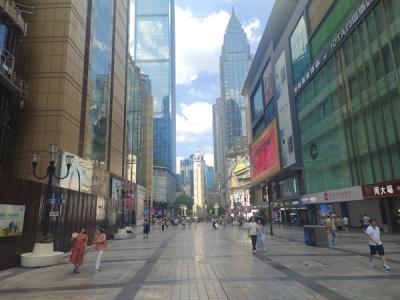 The Liberation Monument clock tower at the centre of the Jiefangbei pedestrian streets